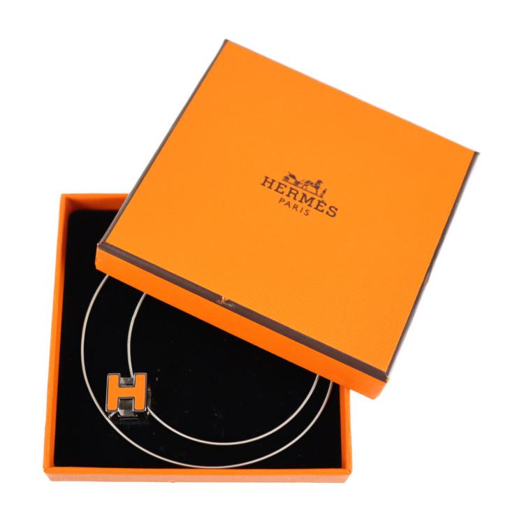 ◇エルメス HERMES カージュドアッシュH ネックレス オレンジ ◇エルメス HERMES カージュドアッシュH ネックレス オレンジ