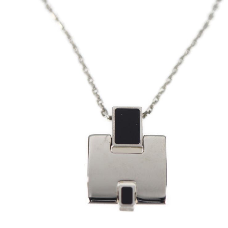HERMES 美品 エルメス アイリーン ネックレス メタル シルバー 