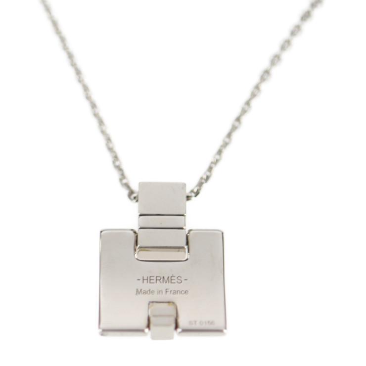 HERMES 美品 エルメス アイリーン ネックレス メタル シルバー 