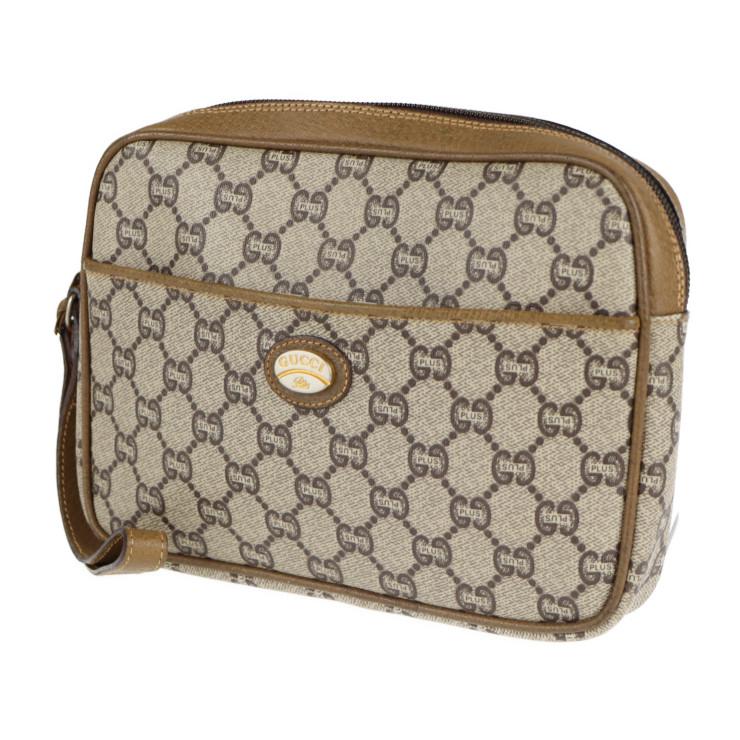 GUCCI グッチ セカンドバッグ GGプラス レザー ベージュ オールド 