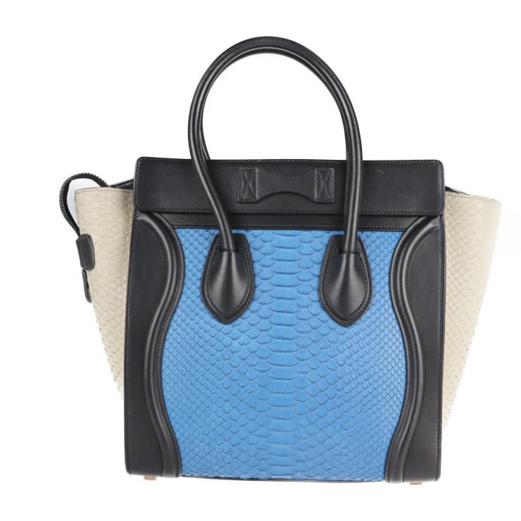 CÉLINE エッジ ブルー レザー ハンドバッグ A4サイズ CELINE（セリーヌ） マイクロショッパー ラゲージ トートバッグ 167794