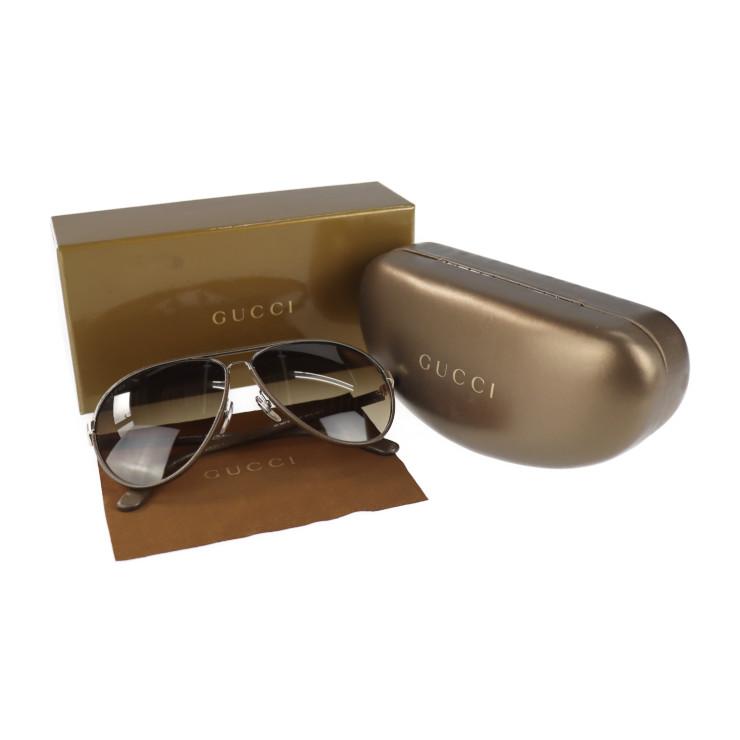 GUCCI 超美品 グッチ GG 2887 61 11 140 サングラス メタル レザー 