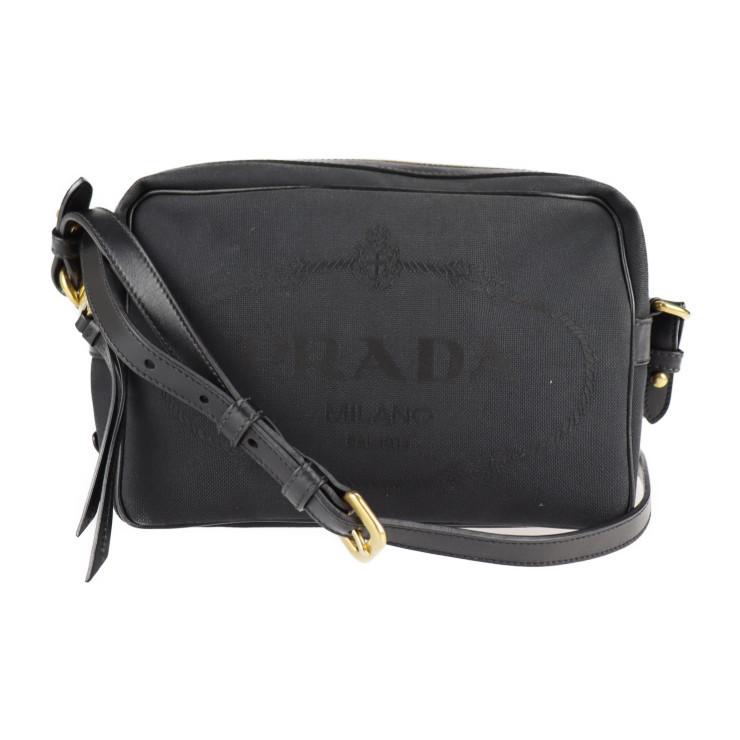 超美品 PRADA プラダ 1BH089 ショルダーバッグ キャンバス レザー LOGO 