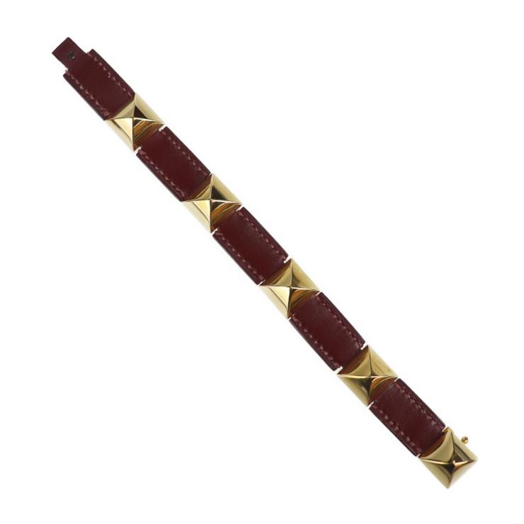 HERMES（エルメス） 美品 メドール ブレスレット レザー レッド
