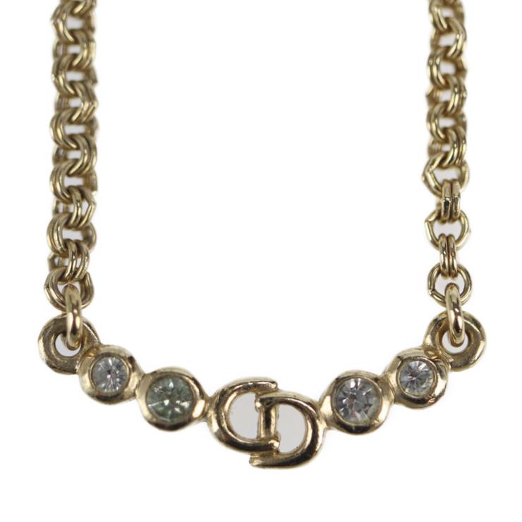 DIOR クリスチャンディオールチョーカーネックレスゴールドCDマーク