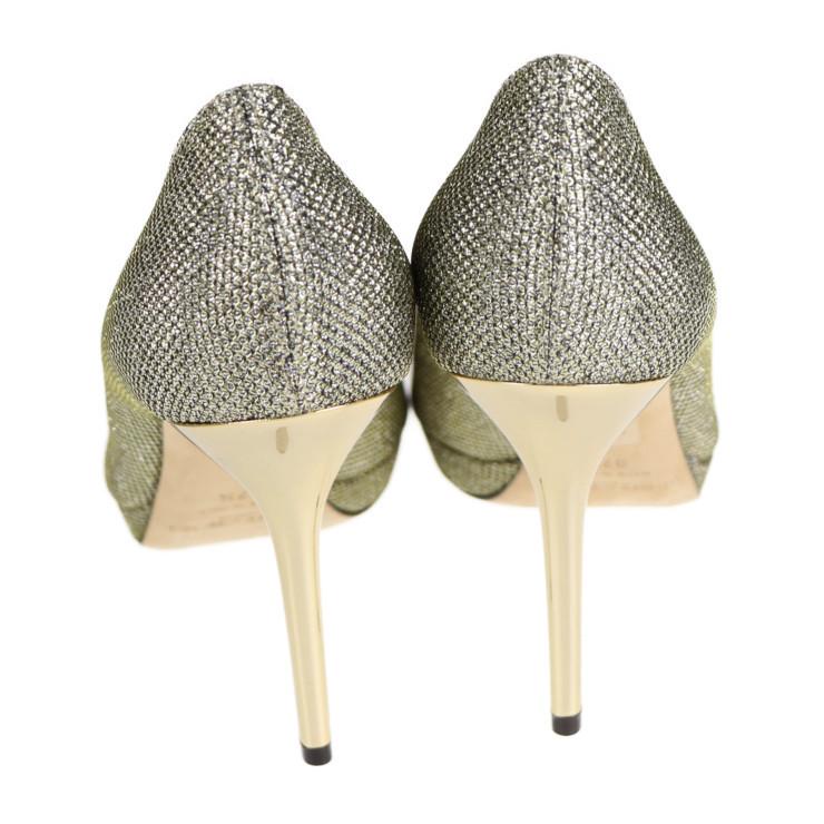 超美品 JIMMY CHOO ジミーチュウ 37 1/2 パンプス グリッター 