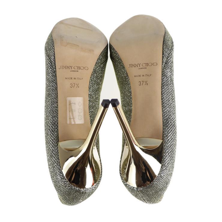超美品 JIMMY CHOO ジミーチュウ 37 1/2 パンプス グリッター 