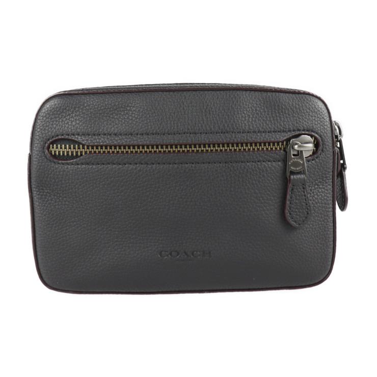 超美品 COACH コーチ 69354 ウエストバッグ ペブルドレザー ブラック 