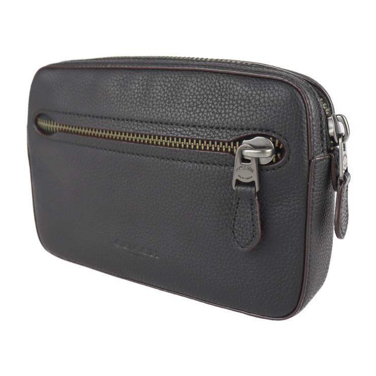 超美品 COACH コーチ 69354 ウエストバッグ ペブルドレザー ブラック 
