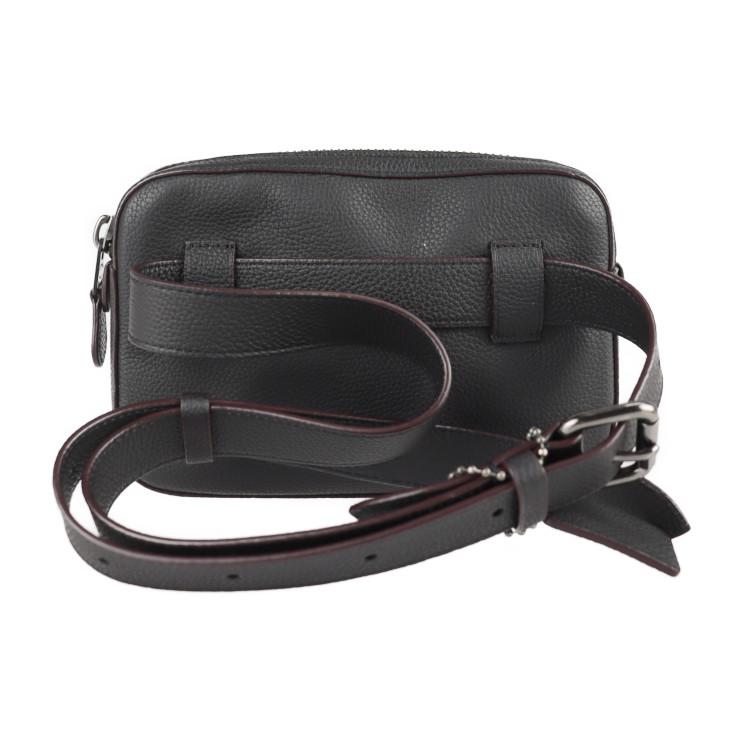 超美品 COACH コーチ 69354 ウエストバッグ ペブルドレザー ブラック 