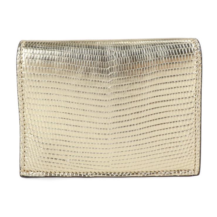 美品 GUCCI グッチ GGマーモント 456126 二つ折り財布 リザード 