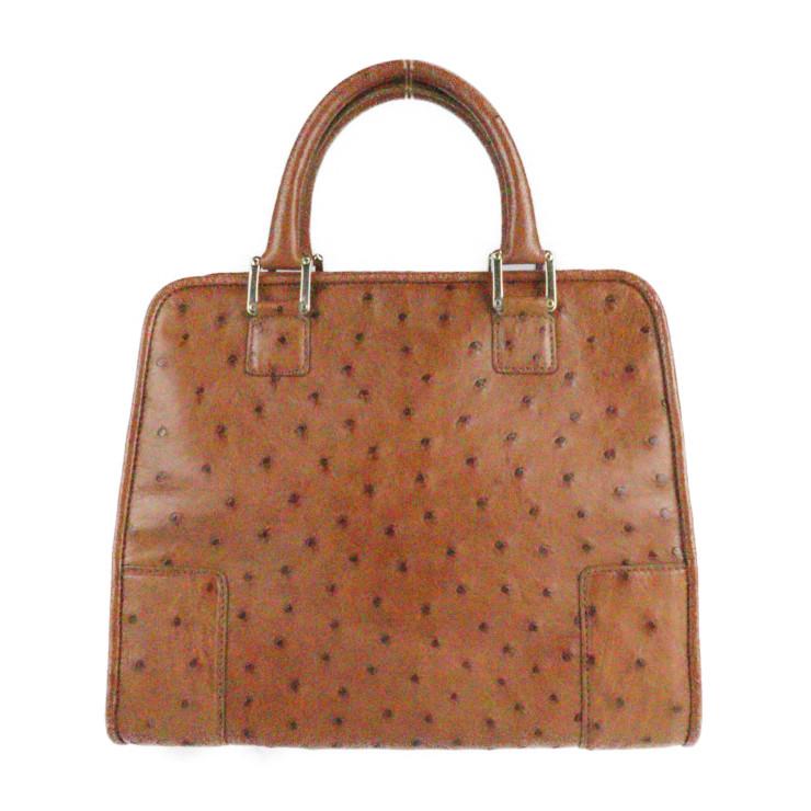 LOEWE ロエベ AMAZONA アマソナ ハンドバッグ オーストリッチ ブラウン 