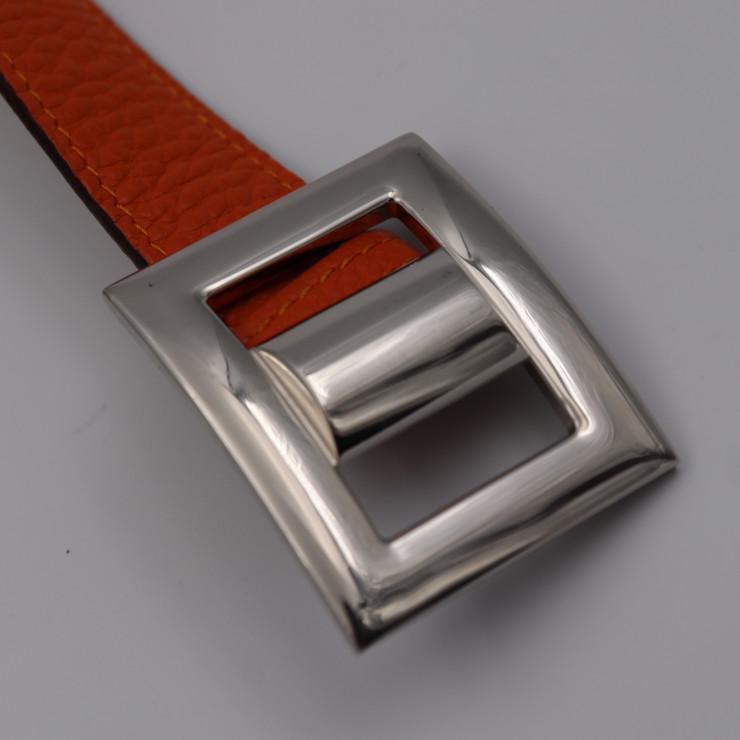 HERMES 美品 エルメス ベルト 表記サイズ 75 レザー オレンジ ブラウン 
