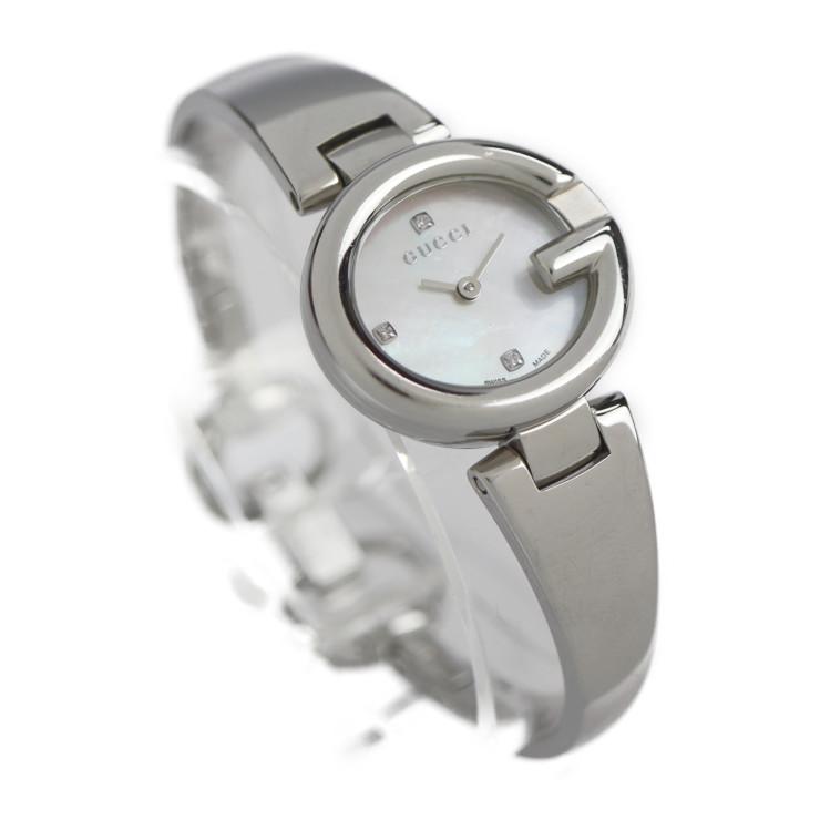 激安セール必勝法 美品 GUCCI バングルウォッチ 134.5 3Pダイヤ グッチシマ 腕時計(アナログ)