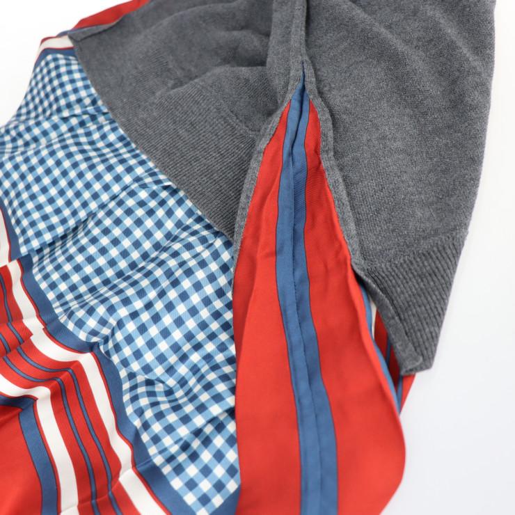 美品 ルイヴィトン ワンピース XS ウール シルク グレー ブルー レッド  