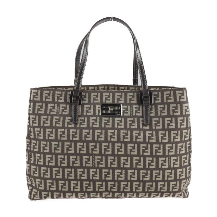 FENDI 美品 フェンディ ズッキーノ 8BH132 ハンドバッグ キャンバス  
