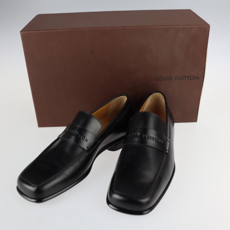 LOUIS VUITTON 超美品 ルイ ヴィトン ローファー 表記6 レザー 黒 