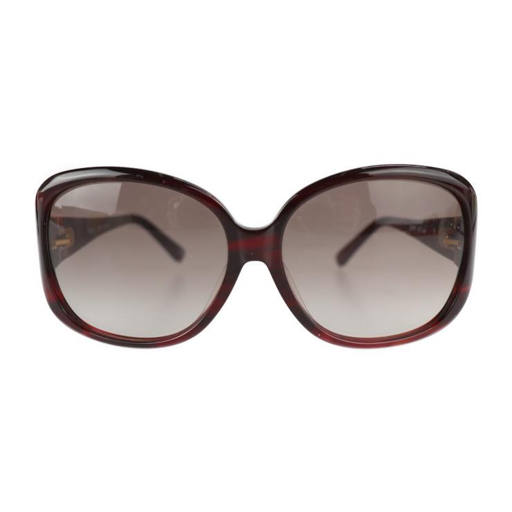 Chloe クロエ CL2216 サングラス プラスチック ワイン系 ゴールド金具  