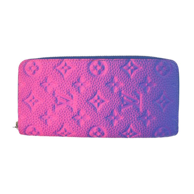 美品ルイヴィトンジッピーウォレット長財布ネオンブルーピンクパープル