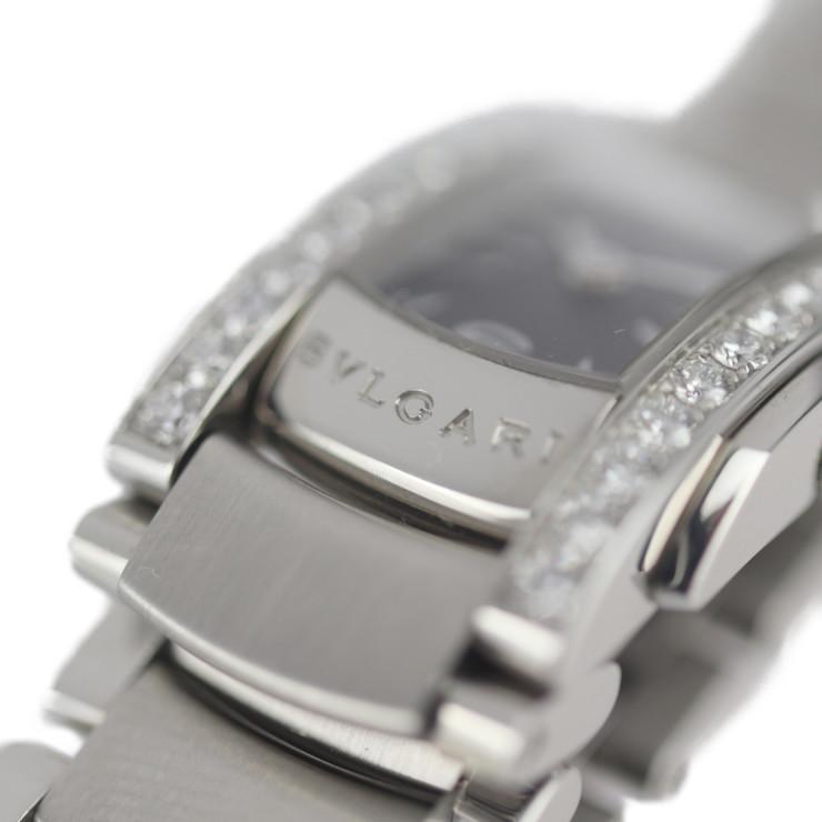 BVLGARI ブルガリ アショーマD  腕時計 AA26BSDS（AA26S） ステンレススチール ダイヤモンド  シルバー 黒文字盤  ダイヤベゼル クオーツ QZ 【本物保証】 BVLGARI（ブルガリ） 美品 アショーマD AA26BSDS（AA26S） 腕時計
