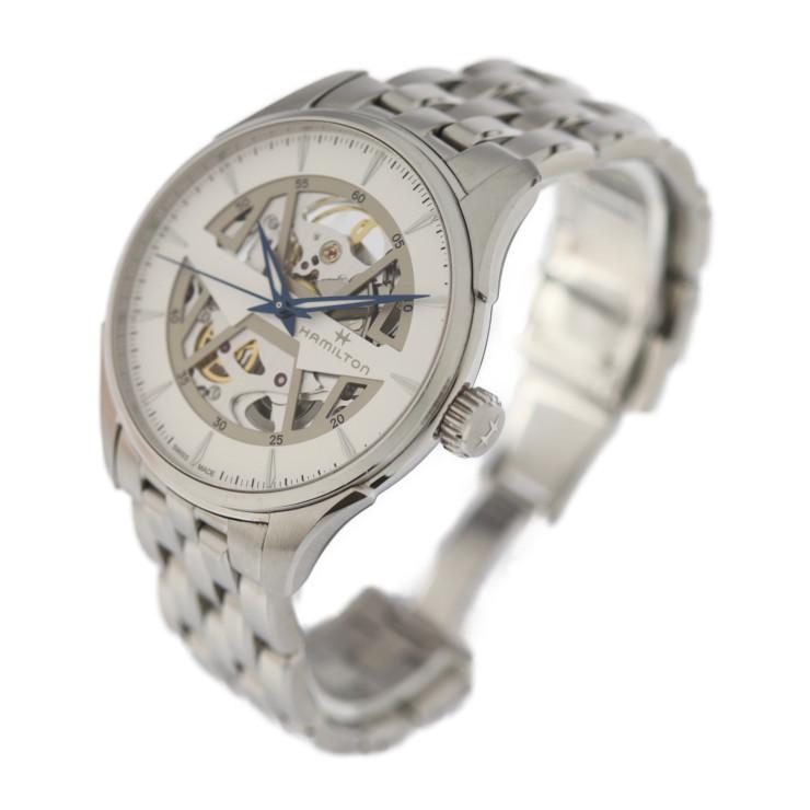 HAMILTON ハミルトン ジャズマスター 腕時計 H425350 SS シルバー ホワイト文字盤 スケルトン 自動巻き オートマチック【本物保証】
