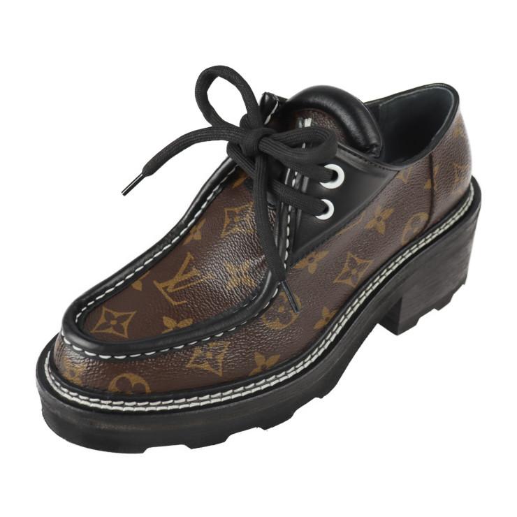 Y ルイヴィトン モノグラム LVボブール レザー ダービーシューズ 40 超美品 ルイヴィトン モノグラム LVボブール レザー ダービーシューズ 40