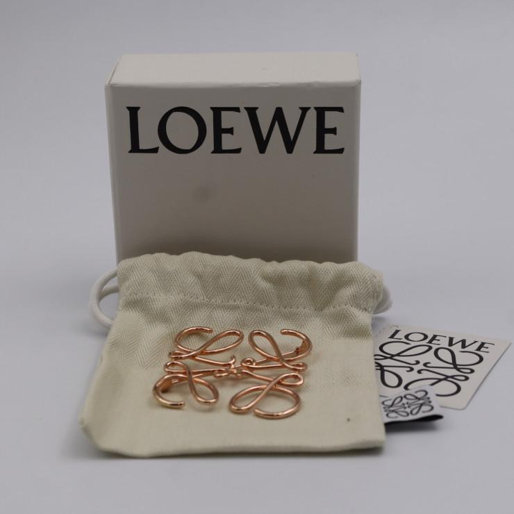 LOEWE 美品 ロエベ ブローチ メタル ピンクゴールド アナグラム【本物 