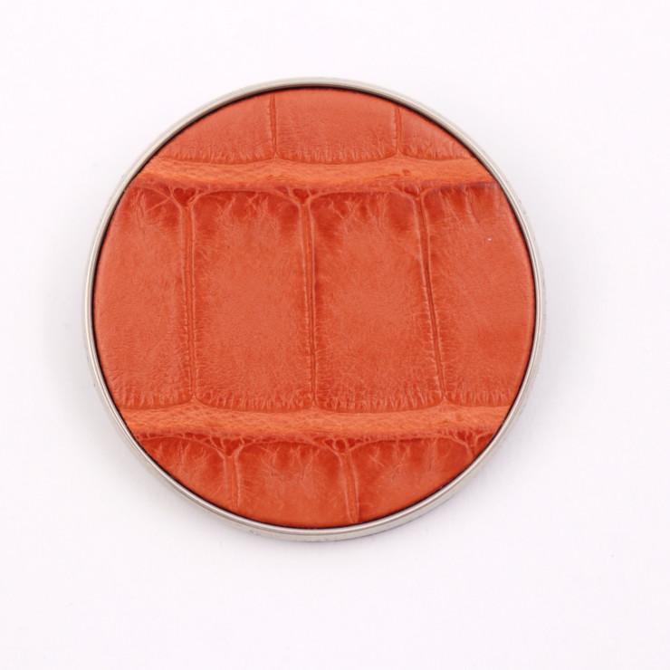 超美品 HERMES エルメス リバプール MM ブローチ クロコダイル メタル 