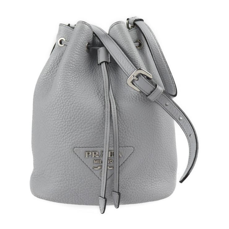 PRADA 超美品 プラダ バケットバッグ 1BE060 ショルダーバッグ レザー 