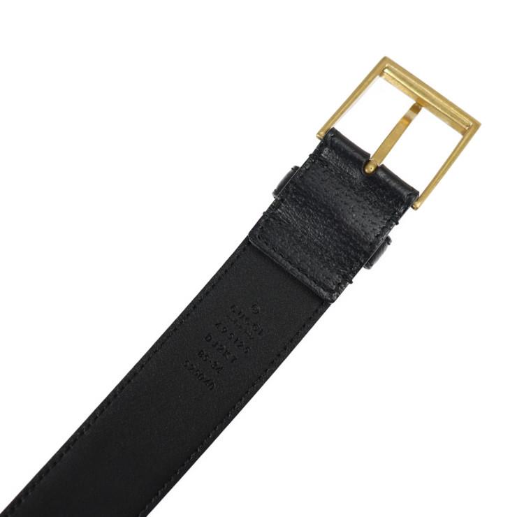 GUCCI 美品 グッチ 495125 85・34 ベルト レザー ブラック ゴールド 
