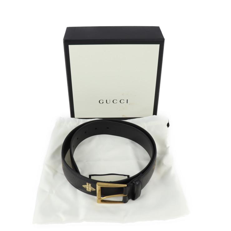 GUCCI 美品 グッチ 495125 85・34 ベルト レザー ブラック ゴールド 