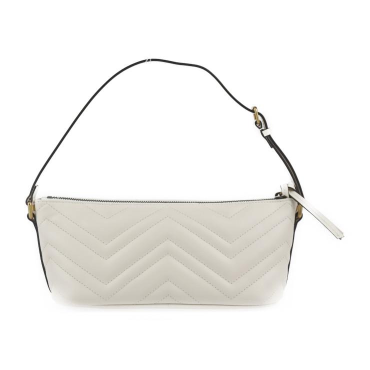 新品未使用展示品 GUCCI グッチ GGマーモント 739166 ショルダーバッグ レザー ホワイト系 アイボリー【本物保証】の画像