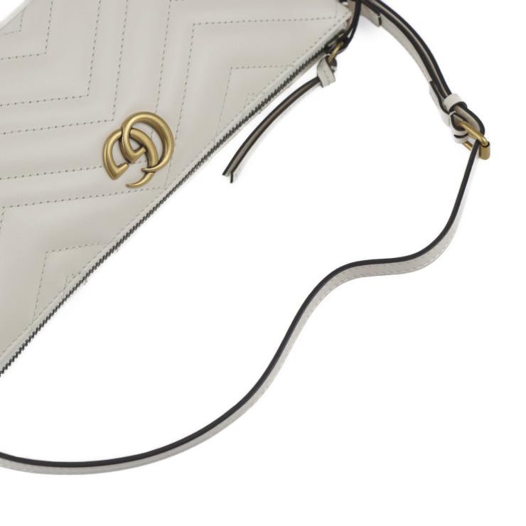 新品未使用展示品 GUCCI グッチ GGマーモント 739166 ショルダーバッグ レザー ホワイト系 アイボリー【本物保証】の画像