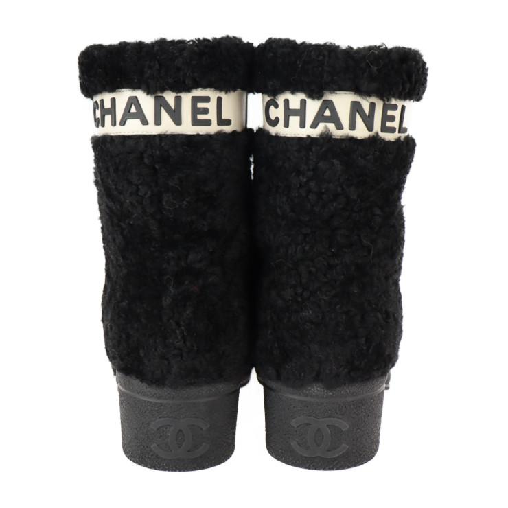 超美品 CHANEL シャネル ブーツ G34080 表記37 1/2C シアリング レザー 