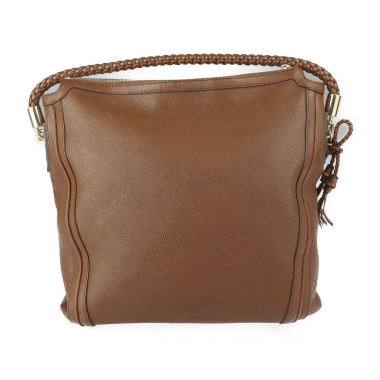 グッチ 肩掛けショルダー ショルダーバッグ バンブー レザー 大容量 ブラウン GUCCI（グッチ） バンブー 269947 ショルダーバッグ レザー ブラウン系