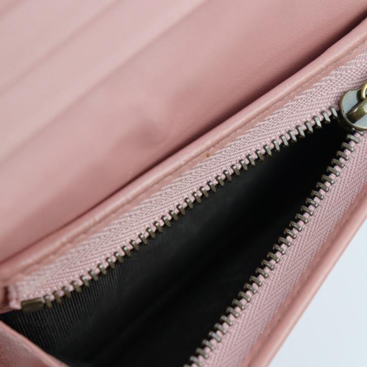 超美品 GUCCI グッチ グッチシマ 二つ折り財布 476050 レザー ピンク チェリー さくらんぼモチーフ コンパクトウォレット