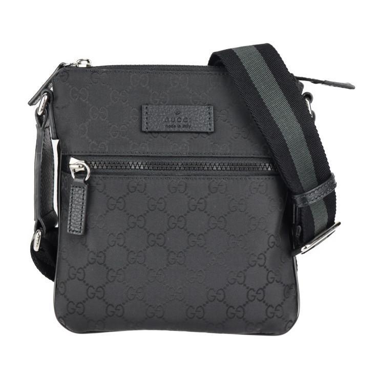 超美品 GUCCI グッチ 449183 ショルダーバッグ GGナイロン×レザー 