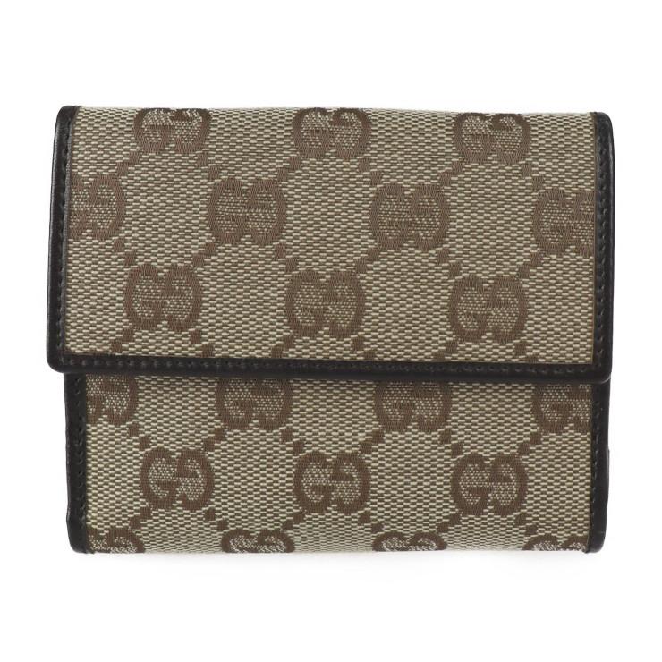 超美品 GUCCI グッチ ホースビット 101604 二つ折り財布 GGキャンバス 