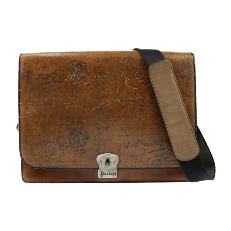 BERLUTI メッセンジャー レザー　ベネチアレザー　アイスブラウン Berluti ベルルッティ ランスウシオン ショルダーバッグ ヴェネチア