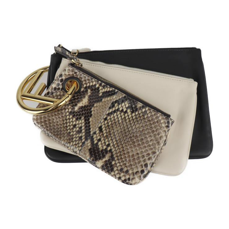 FENDI 美品 フェンディ トリプレット セカンドバッグ 8BS001 レザー 