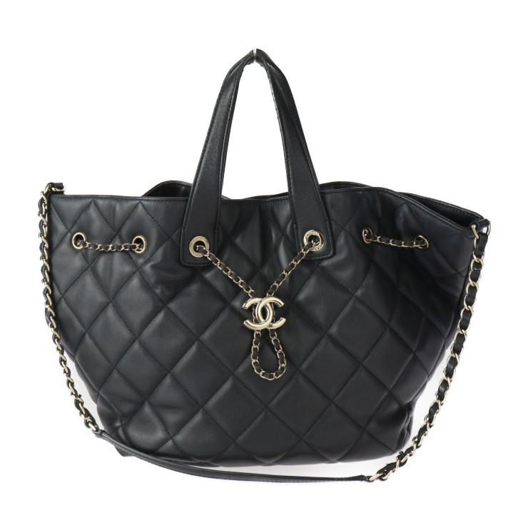 CHANEL（シャネル） 巾着 2WAY ハンドバッグ ラムスキン ブラック 