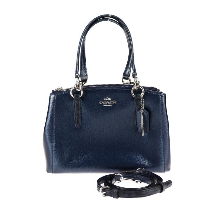 美品 COACH コーチ ミニクリスティ F55515 ハンドバッグ レザー メタリックブルー 2WAY ショルダーバッグ【本物保証】 COACH（コーチ） 美品 ミニクリスティ F55515 ハンドバッグ レザー
