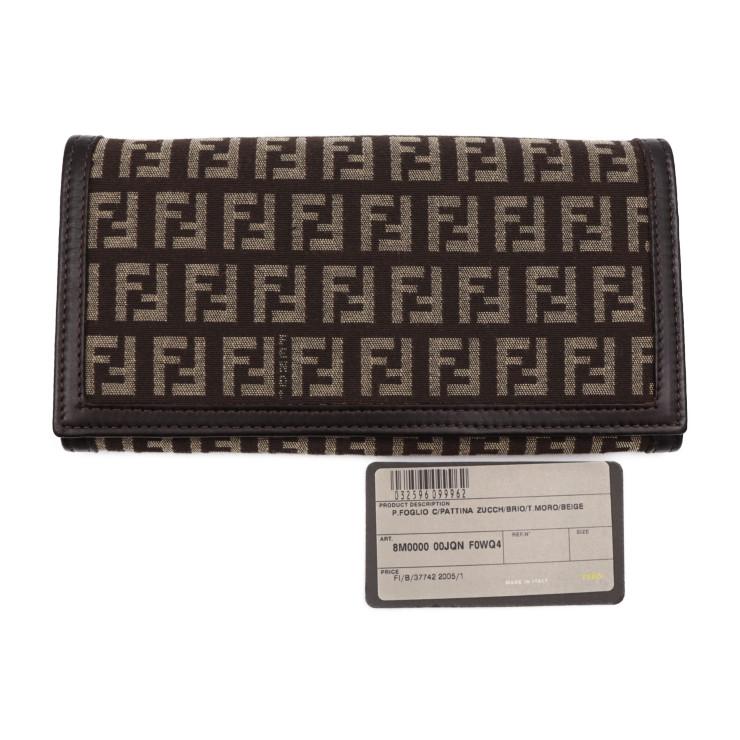 美品 FENDI フェンディ ズッキーノ 8M0000 長財布 キャンバス レザー ブラウン 二つ折り【本物保証】｜3rboutipue｜10