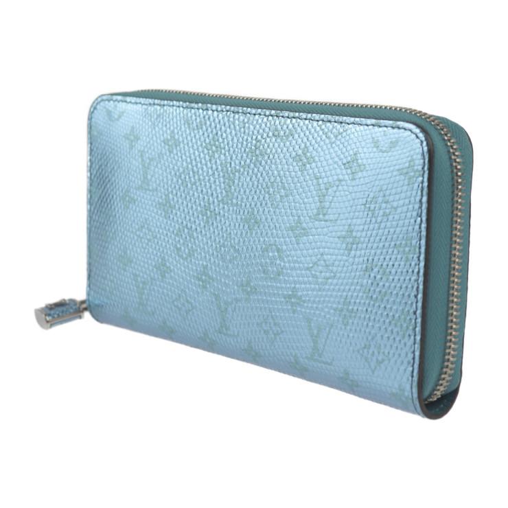 超美品 ルイヴィトン ジッピー ウォレット モノグラム 長財布 N81277 リザード ブルー ラウンドジップ エキ【本物保証】の画像