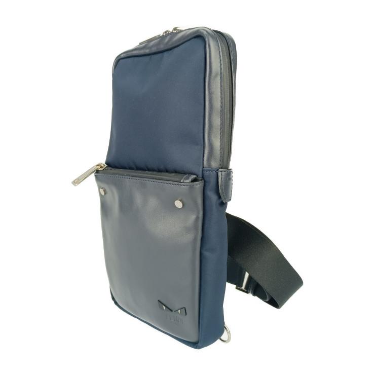 美品 FENDI フェンディ ボディバッグ バッグ バグズ ワンショルダーバッグ 7VZ033・60D ネイビー ブラック シルバー金具 ナイロン レザー メンズ モンスター バグズアイ クロスボディバッグ【本物保証】 FENDI（フェンディ） 美品 ボディバッグ バッグ バグズ ワンショルダー