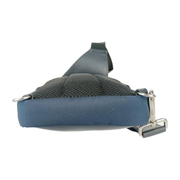 美品 FENDI フェンディ ボディバッグ バッグ バグズ ワンショルダーバッグ 7VZ033・60D ネイビー ブラック シルバー金具 ナイロン レザー メンズ モンスター バグズアイ クロスボディバッグ【本物保証】 FENDI（フェンディ） 美品 ボディバッグ バッグ バグズ ワンショルダー