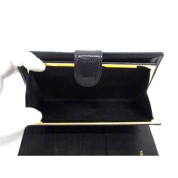 CHANEL（シャネル） 二つ折り長財布 A01429 ブラック キャビアスキン 
