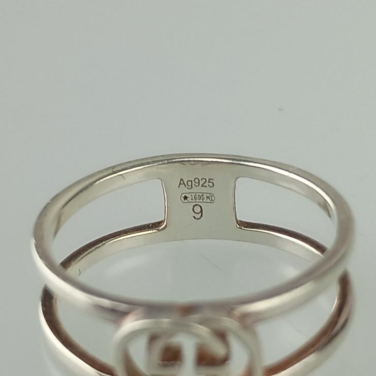 グッチ 指輪 インターロッキングG スリム オープン バンド リング Ag925 298036 シルバー 女性【本物保証】_3
