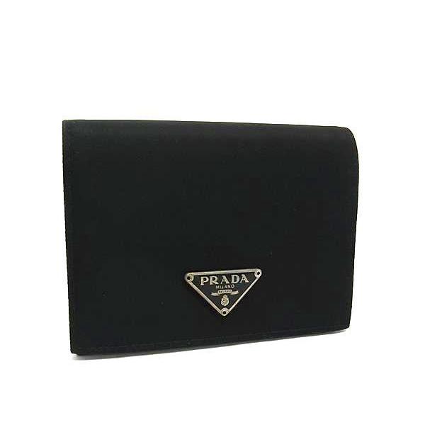 PRADA 財布 2つ折り プラダ ナイロン テスート 三角ロゴ ブラック PRADA（プラダ） 財布 トライアングルロゴ テスートナイロン - 二
