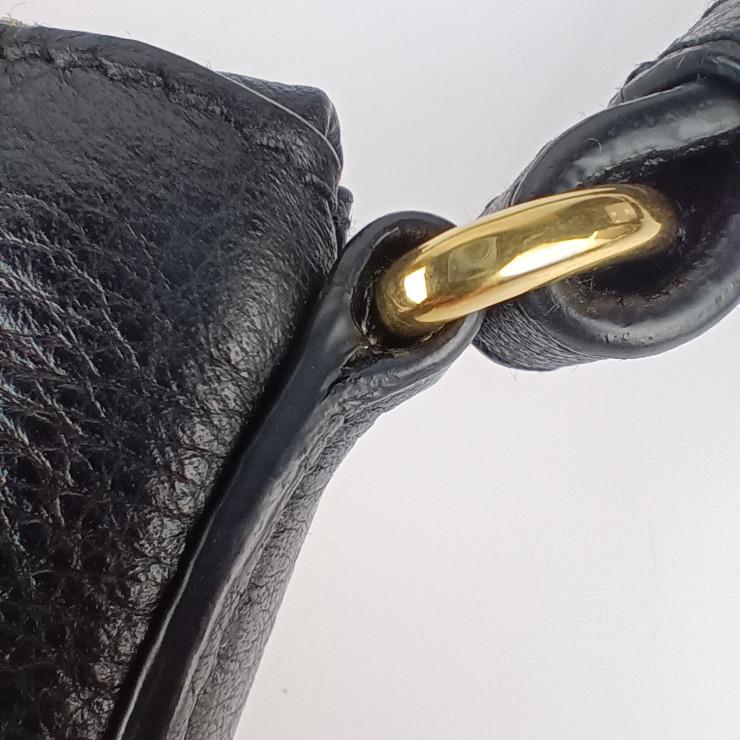 美品 プラダ ショルダーバッグ クロスボディバッグ 1BH050 ブラック ゴールド金具 レザー 替えストラップ付き【本物保証】